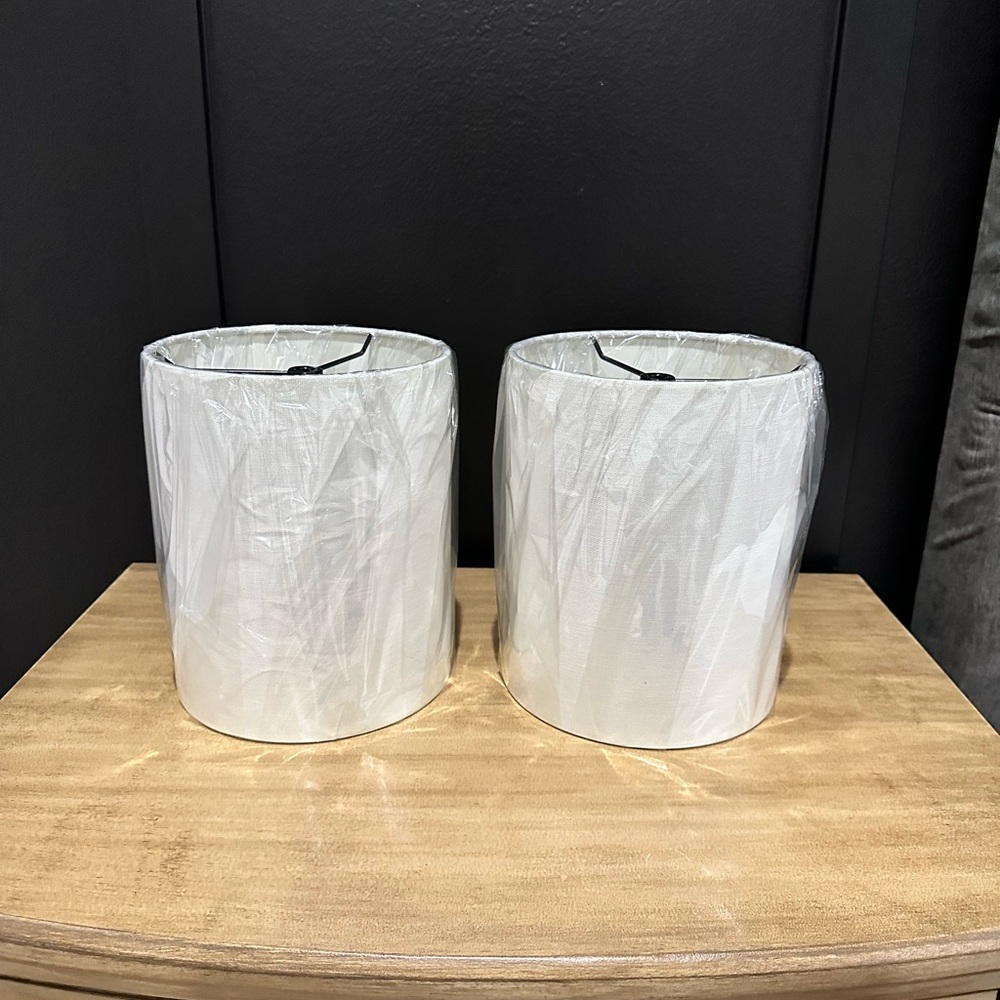 Hampton Bay Home Depot Small White Lamp Shades NEW set of 2